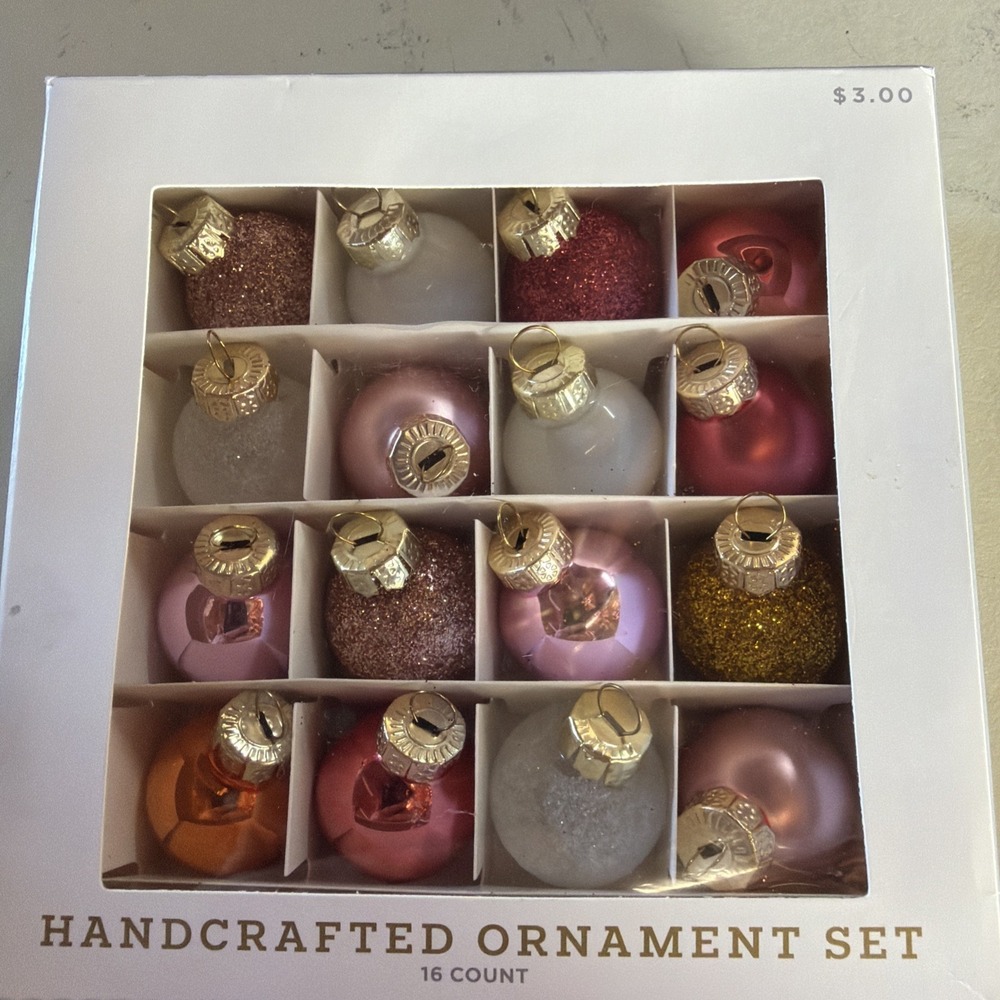 Target Wondershop Handcrafted Miniature Christmas Ornament Set 16 Pinks White